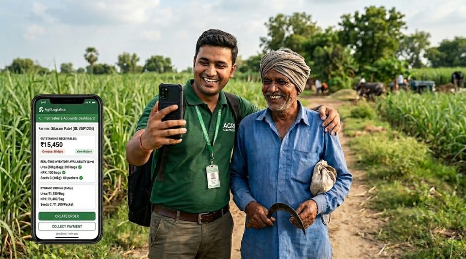 Field Sales Officer using Agrica app in field